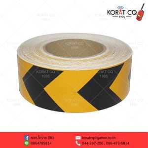 สติ๊กเกอร์ติดรถ 2นิ้ว สีเหลือง-ดำ สะท้อนแสง ลายหัวลูกศร