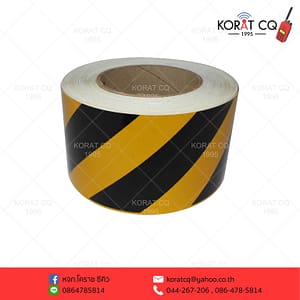 สติ๊กเกอร์ติดรถ 3นิ้ว สีเหลือง-ดำ สะท้อนแสง ลายเฉียง